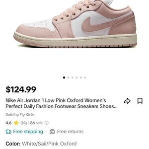 Nike Air Jordan 1 low Pink Oxford Women’s size 10 size 8 men’s